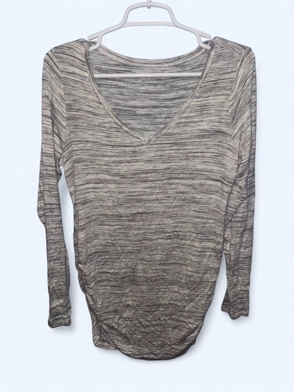 Motherhood Maternity Heathered V-Neck Long Sleeve Top